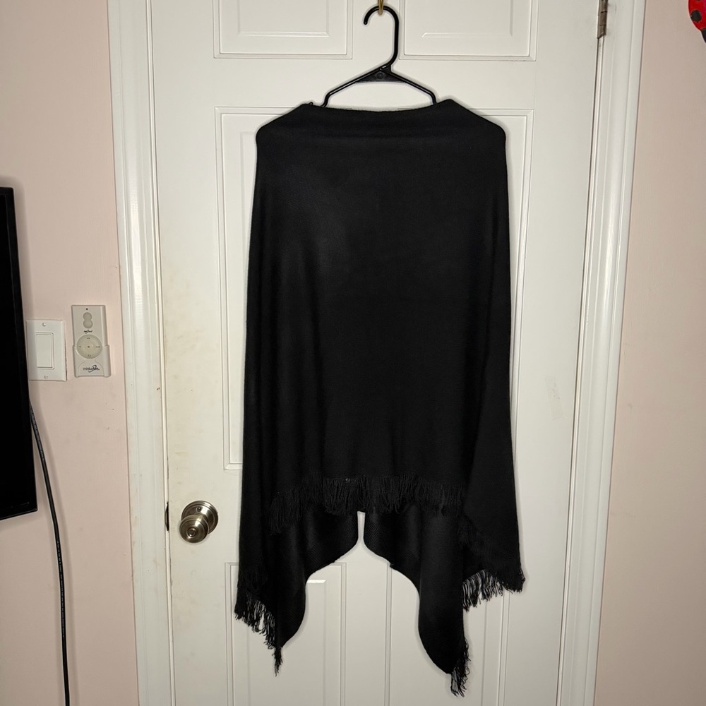NWOT Black Fringe Poncho Wrap